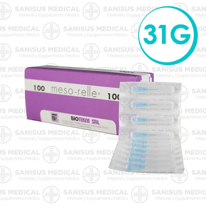 Agujas mesoterapia meso-relle 31G 0,26x4mm Caja 100 uds