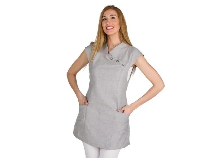 Bata Unisex Gris Confortable y Ajustable Marca Lacla