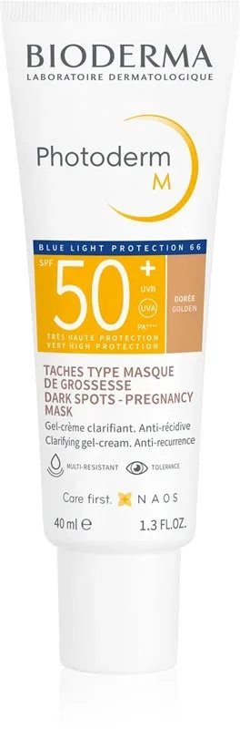 Bioderma Photoderm M SPF50+ Tinte Dorado Gel Crema Aclarante Manchas Mascarilla Embarazo Tipo 40ml