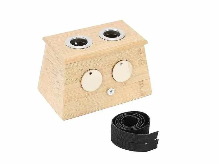 Caja De Bambú Para Moxa En Puro 2 Orificio