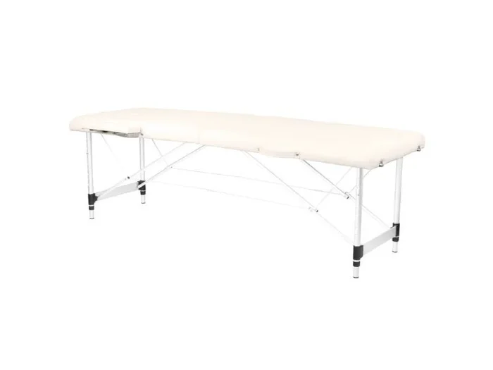 Camilla de masaje plegable 2 secciones aluminio con acolchado crema ajustable