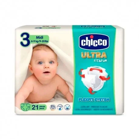 Chicco Ultra Fit&Fun Midi Talla-3 21 Unidades