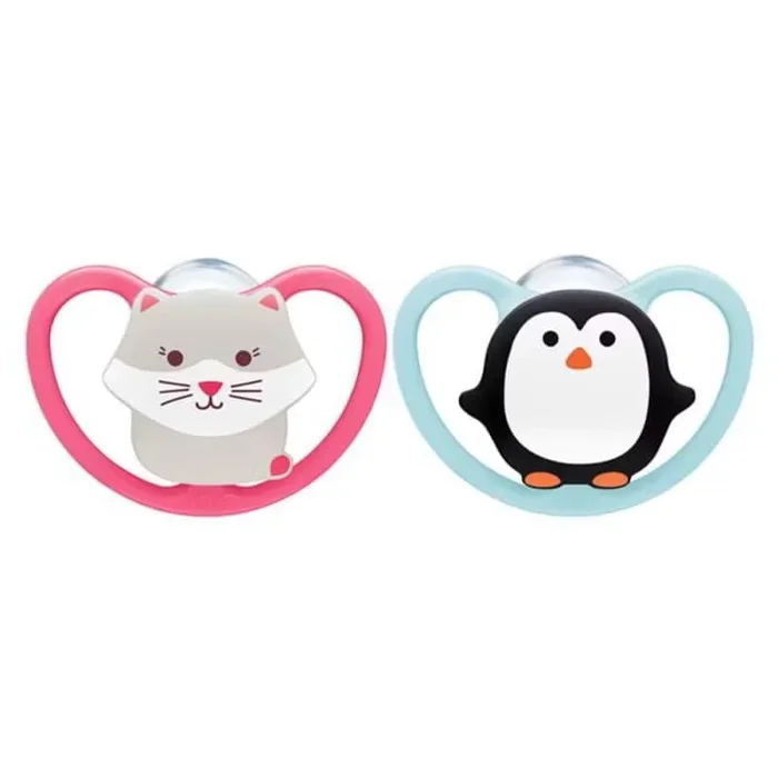 CHUPETE SIL NUK SPACE 0 – 6 M 2 U ZORRO ROSA