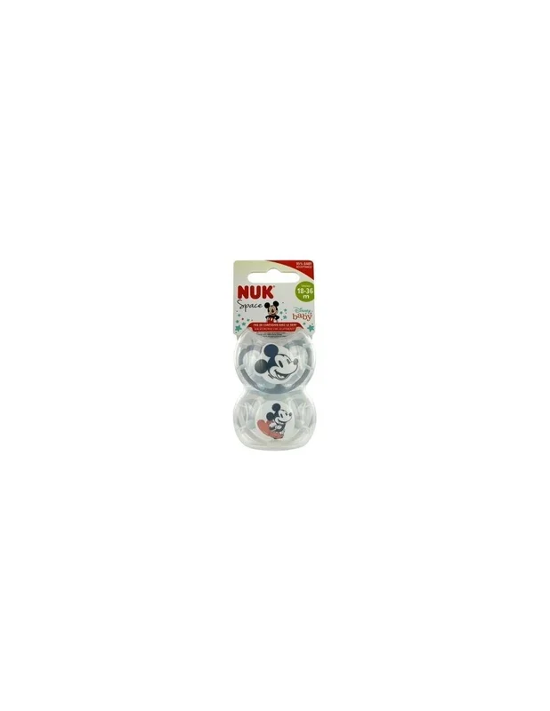 Chupete Space Mickey Gris 18-36 Silicona 2Ud.