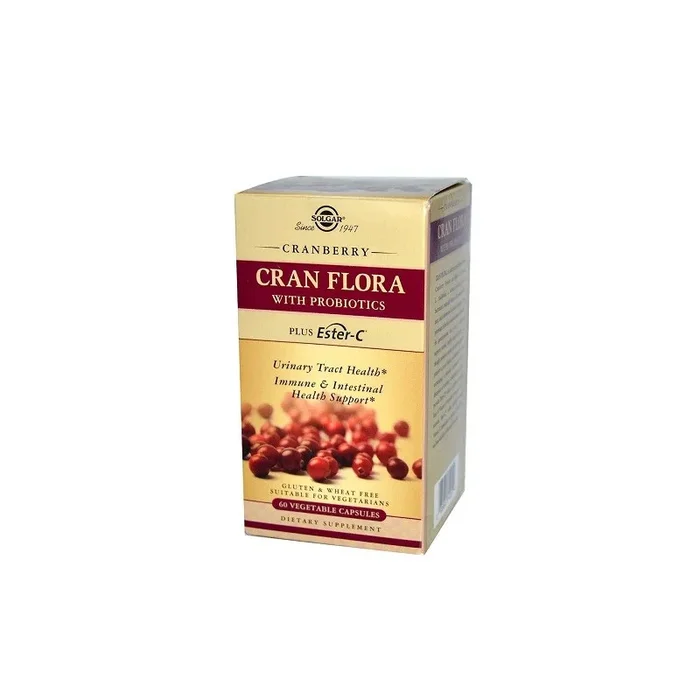 Cran Flora Arándano Rojo con probióticos y Ester-C Solgar, 60 cap.