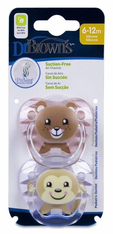 Dr. Brown’s Chupete PreVent Animal Niña, Talla 2, 2 Uds