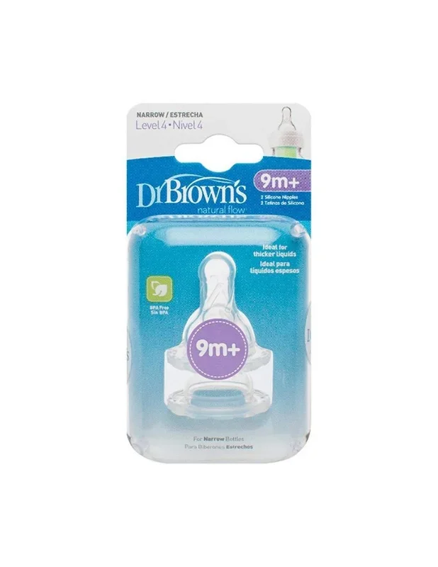 Dr. Brown’s Tetinas Nivel 4 Estrechas 9m+ 2 Unidades
