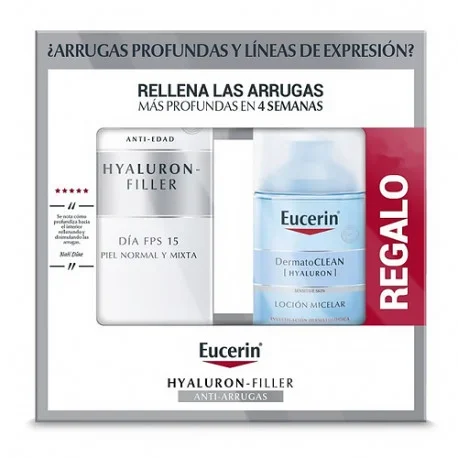 Eucerin Pack Hyaluron Filler Crema Día Piel Normal-Mixta SPF15+ 50ml + Agua Micelar Regalo 100ml