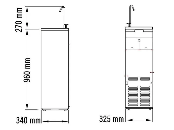 Fuente 50 L/h con desague y pedal de pie
