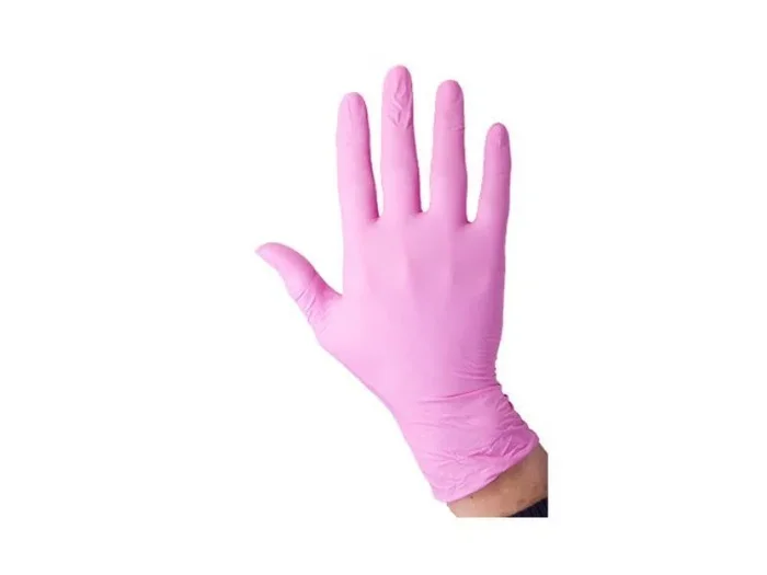 Guantes de nitrilo sin polvo color rosa caja 100 ud