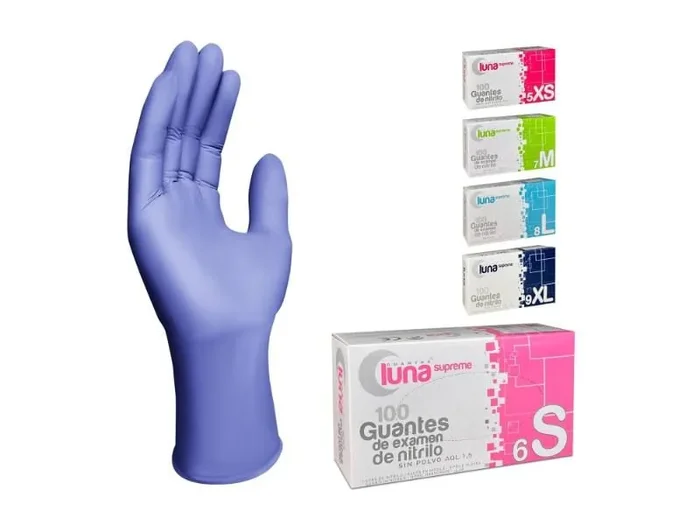Guantes Desechables Nitrilo 100 unidades, Sin Polvo, Sin Látex, Violeta