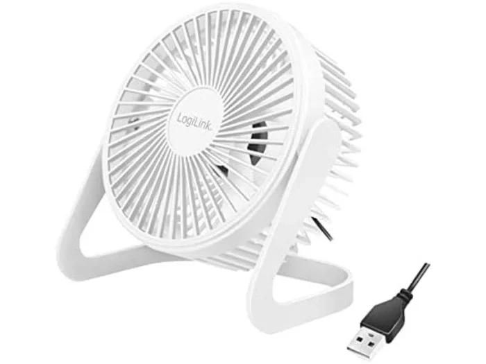 Logilink Ventilador de escritorio USB de 6 pulgadas, 40 dB, color blanco, 2 niveles
