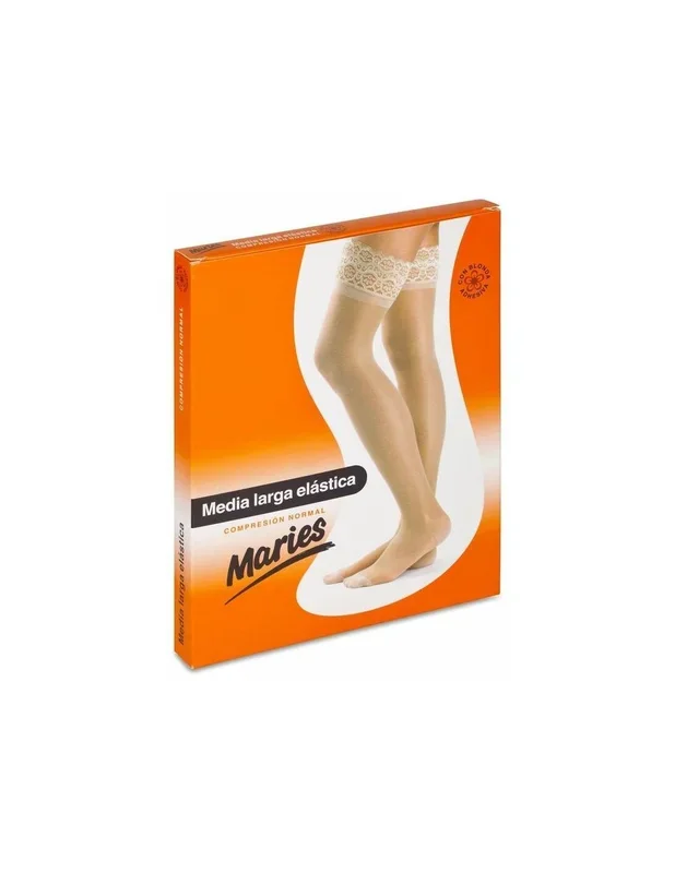 Maries Media Larga Con Blonda Compresión Normal Beige Talla 4, 1 Media