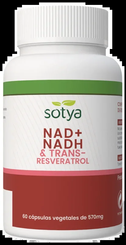 NAD+ NADH & Trans-Resveratrol · Sotya · 60 cápsulas