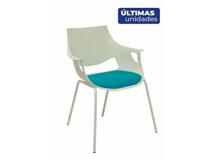Pack 3 sillas Saceruela carcasa blanca asiento azul