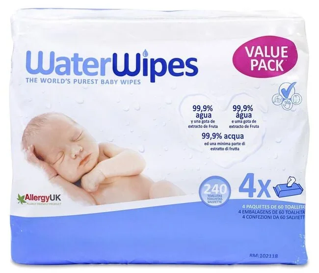 Pack WaterWipes, 4 x 60 Toallitas