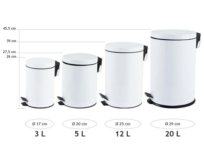 Papelera de pedal blanca