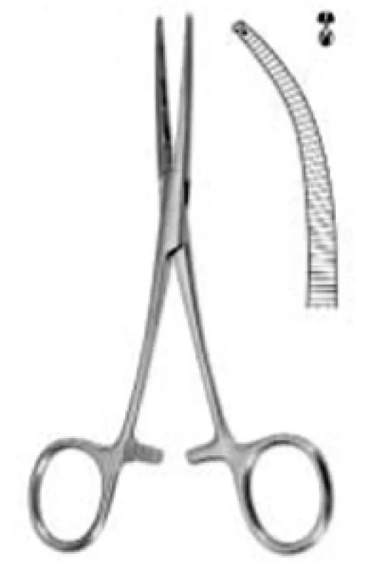 Pinza hemostatica fina. Modelo KOCHER. Curva.