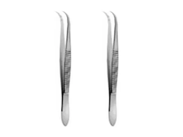 Pinza para espinas. Boca estriada. Curva. 12,5 cm