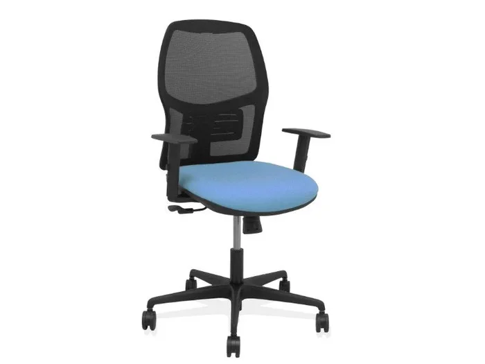 Silla Alfera sincro malla negra bali azul cielo brazo regulable