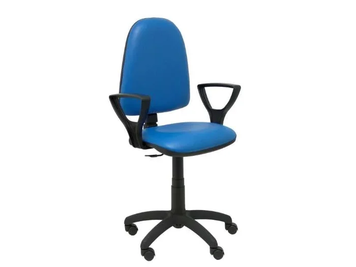 Silla Ayna similpiel antibacterias azul con brazos fijos