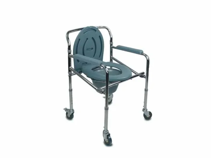 Silla de baño con ruedas Altura regulable Mod. Muelle plata