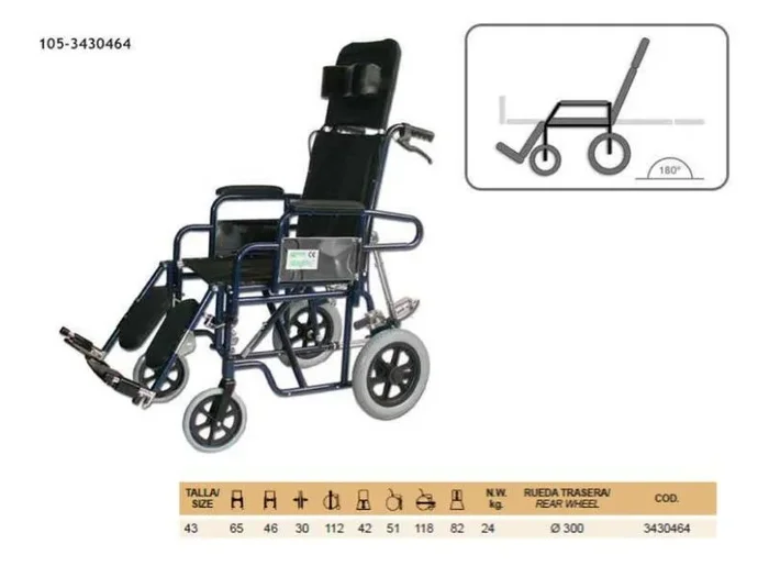 Silla de ruedas con respaldo reclinable