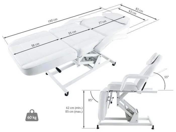 Sillón eléctrico de 3 cuerpos convertible en camilla