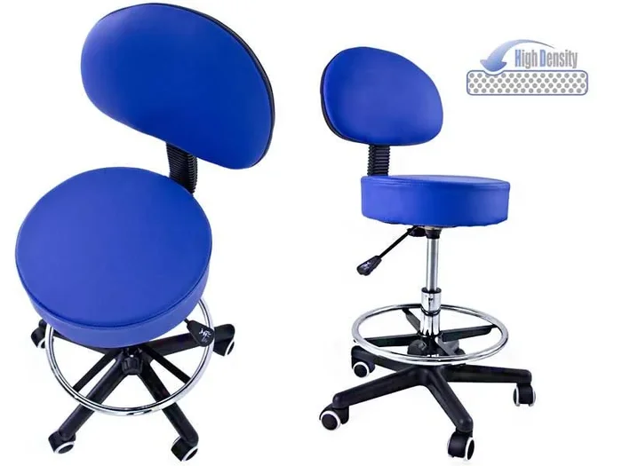 Taburete con respaldo y reposapiés base cromada