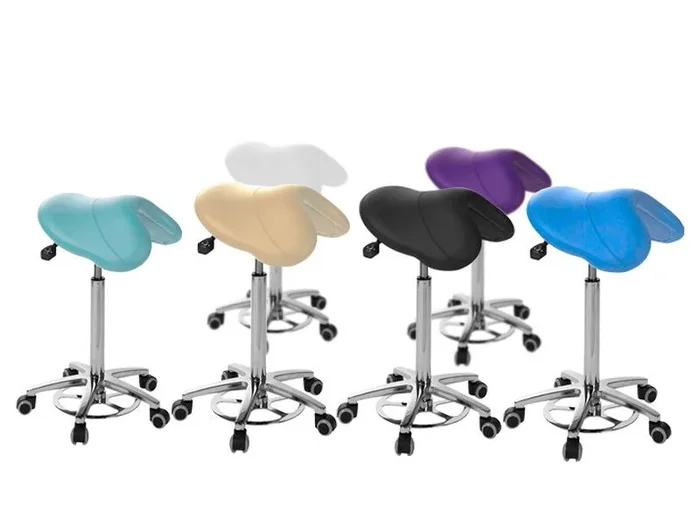 Taburete PONY SILLA MONTAR base cromada con accionamiento de pie