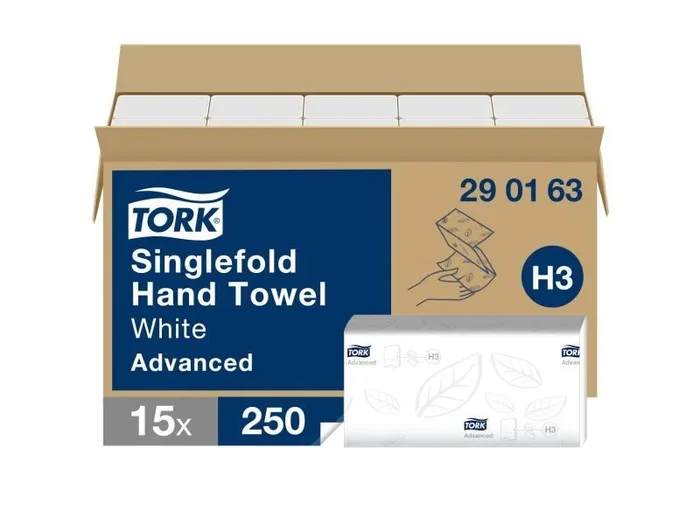 TORK Toalla de Mano Plegada en V Advanced H3, Extralarga, Suave, 2 capas, Blanco