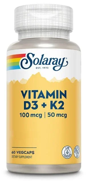Vitamina D3 y K2 – Solaray – 60 cápsulas