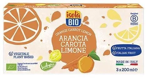 Zumo de Naranja, Zanahoria y Limón Bio · Isola Bio · 3×200 ml